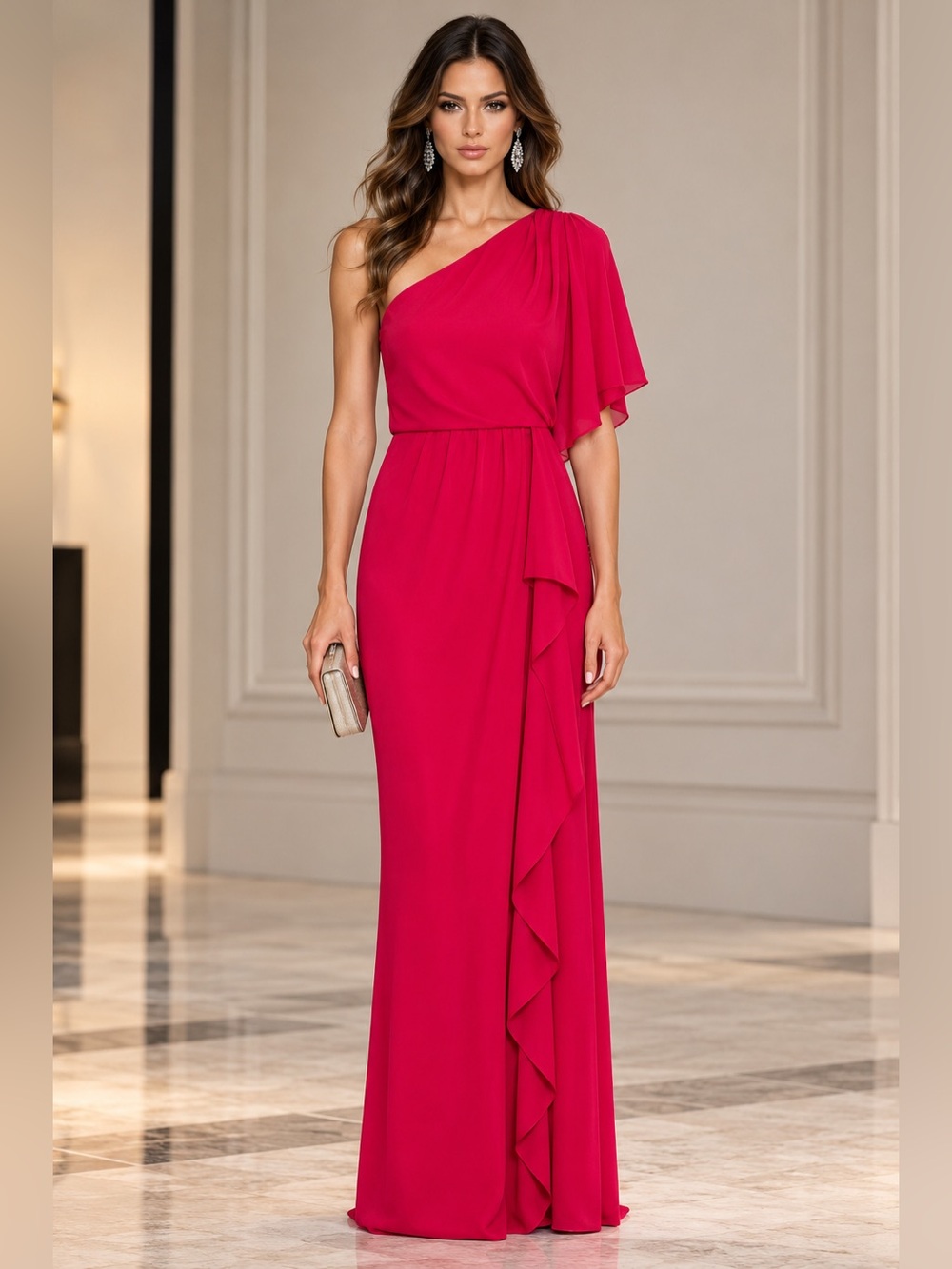 BCBGMAXAZRIA Kendal One-Shoulder Maxi Dress – Size 4 – NWT